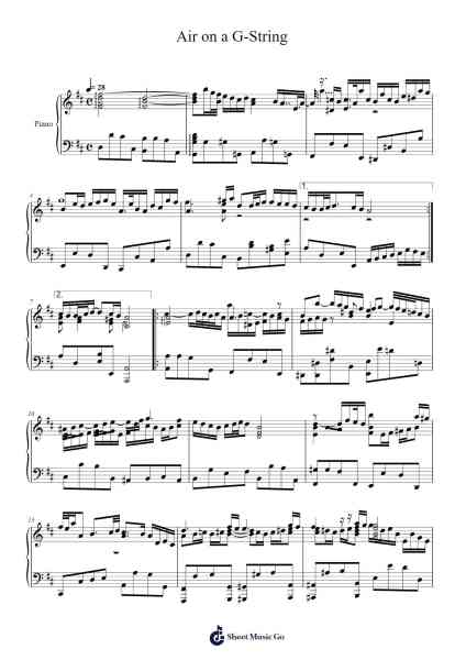 Orchestral Suite No. 3 in D Major, BWV 1068: II. Air "Air on a G-String" Sheet Music by Johann Sebastian Bach-Arr.Vicvey Cotge
