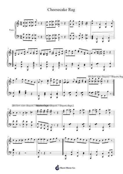 Cheesecake Rag Sheet Music by Aulvis-Arr.Franfield Pricecil