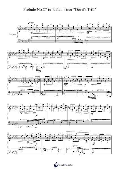 Prelude No.27 in E-flat minor "Devil's Trill" Sheet Music by Frédéric Chopin-Arr.Lamshop