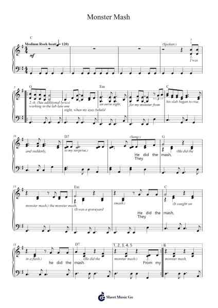 Monster Mash Sheet Music by Bobby Pickett/Leonard Capizzi-Arr.Woodthorne Rylee