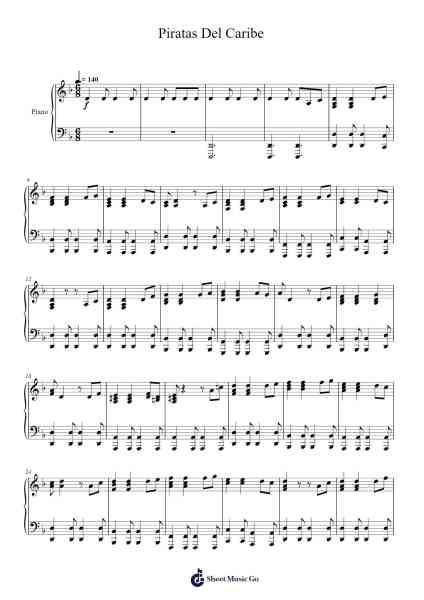Piratas Del Caribe Sheet Music by Klaus Badelt-Arr.Subill