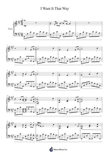I Want It That Way Sheet Music by Backstreet Boys-Arr.Nanriah Obrook