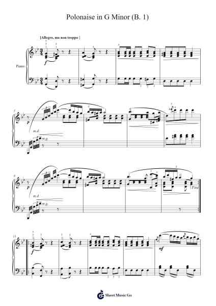 Polonaise in G Minor, B. 1 Sheet Music by Frédéric Chopin-Arr.Thodorelass