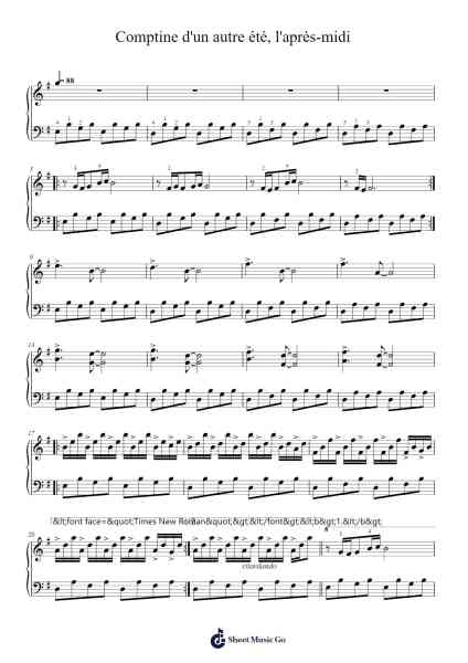 Comptine d'un autre été, l'après-midi Sheet Music by Yann Tiersen-Arr.Relip