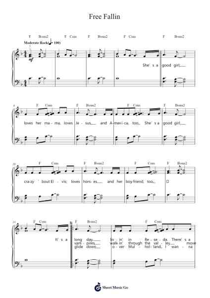 Free Fallin Sheet Music by Tom Petty-Arr.Carldith Saxdunn