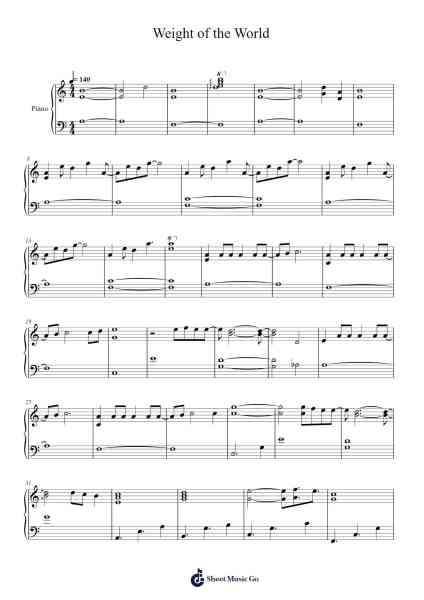 Weight of the World 樂譜由 Keiichi Okabe - 編曲 O'Cady Bobde