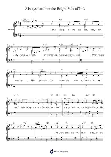Always Look on the Bright Side of Life Sheet Music by Eric Idle-Arr.Kentfred