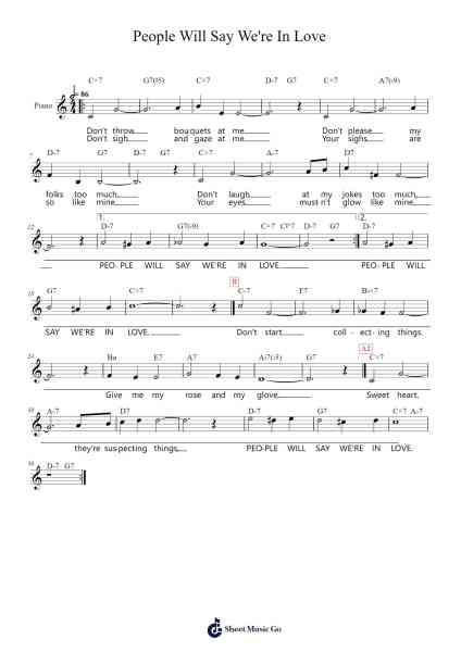 People Will Say We're In Love Sheet Music by Richard Rodgers/Oscar Hammerstein II-Arr.Bertreade