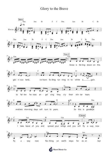 Glory to the Brave Sheet Music by CHiCO with Honeyworks-Arr.Leoduke Hodwey