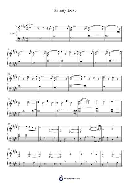 Skinny Love Sheet Music by Birdy-Arr.Watblack Jackcoln
