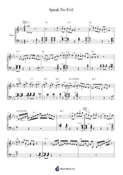 Speak No Evil Sheet Music by Wayne Shorter-Arr.Peathew Odeshua
