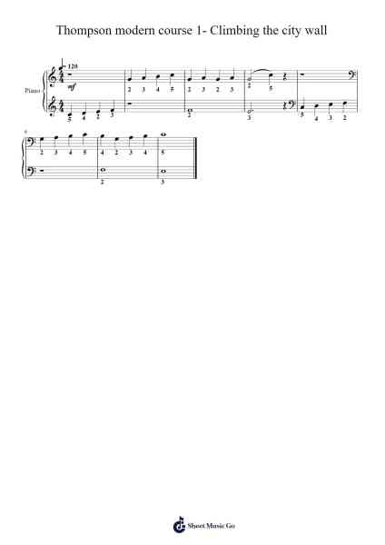 Thompson modern course 1- Climbing the city wall Sheet Music by John Thompson-Arr.Guygray