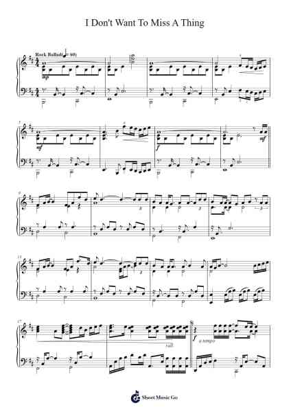 I Don't Want To Miss A Thing Sheet Music by Aerosmith-Arr.Crybe Hickssia