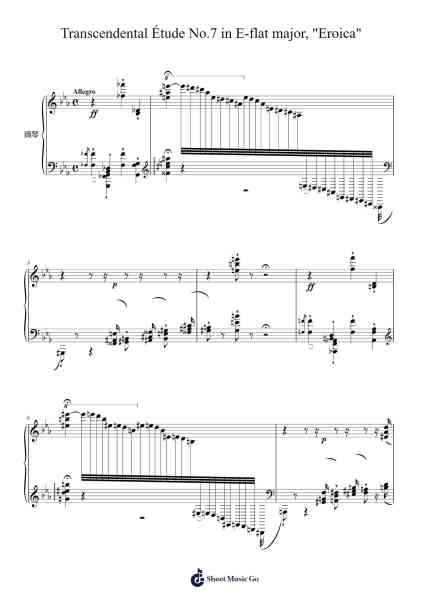 Transcendental Étude No. 7 in E-flat Major, "Eroica" Sheet Music by Franz Liszt-Arr.Jefple