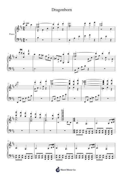 Dragonborn Sheet Music by Jeremy Soule-Arr.Shertram