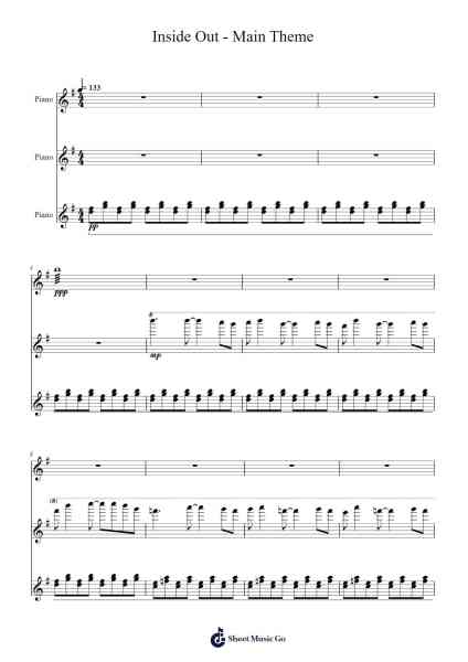 Inside Out - Main Theme Sheet Music by Michael Giacchino-Arr.Blyxine Cojane