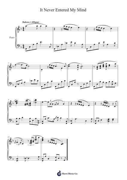 It Never Entered My Mind Sheet Music by Rodgers & Hart-Arr.Greenblack Xawilde