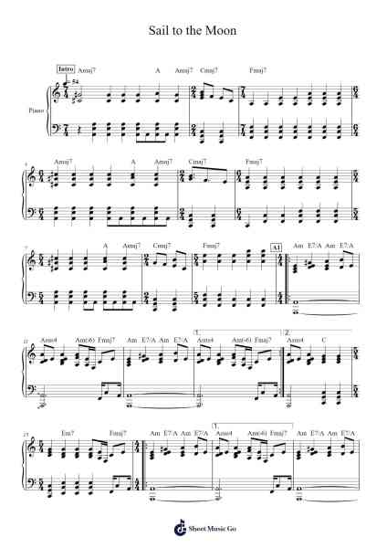Sail to the Moon Sheet Music by Radiohead-Arr.Hilltim Moobright