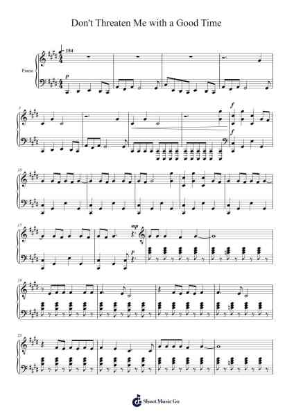 Don't Threaten Me with a Good Time Sheet Music by -Arr.Wanje Phoefra
