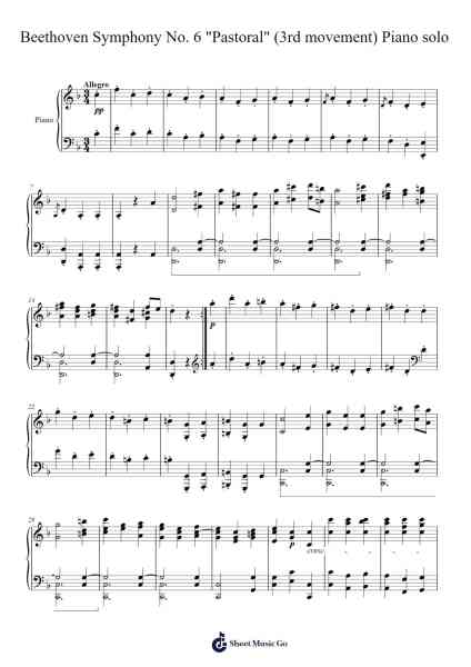 Symphony No. 6 in F Major, Op. 68 "Pastoral": III. Allegro "Lustiges Zusammensein der Landleute" Sheet Music by Ludwig van Beethoven-Arr.Oglet Kitcke