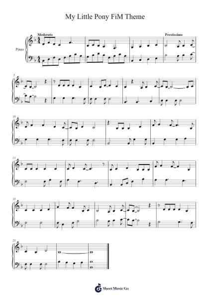 My Little Pony FiM Theme Sheet Music by Daniel Ingram-Arr.Charjames
