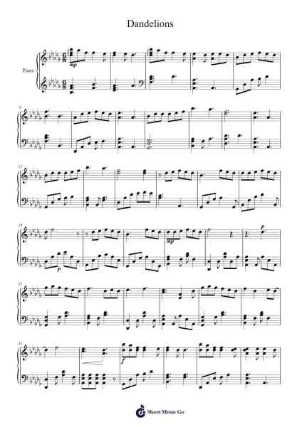 Dandelions Sheet Music by Ruth B-Arr.Groral