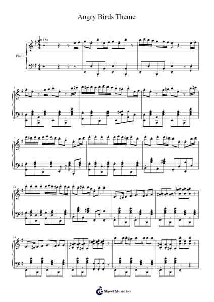Angry Birds Theme Sheet Music by James Pierpont-Arr.Swinria