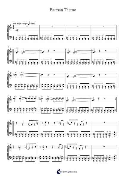 Batman Theme Sheet Music by Neal Hefti-Arr.Paygill Noaho'neil