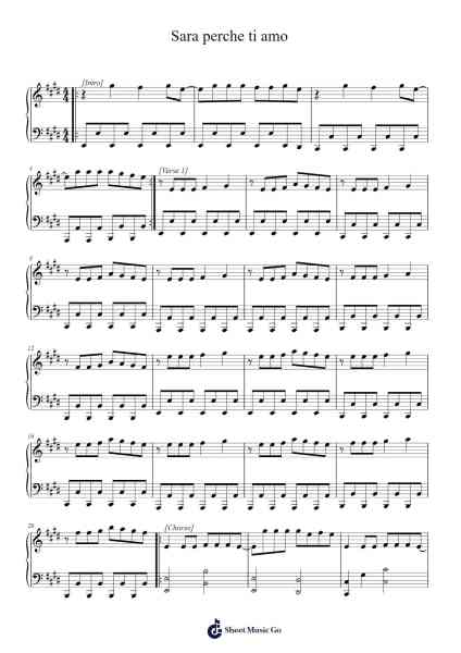 Sara perche ti amo Sheet Music by Ricchi e Poveri-Arr.Butven