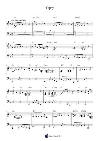 Topsy Sheet Music by Count Basie-Arr.Belllas Priestsopp