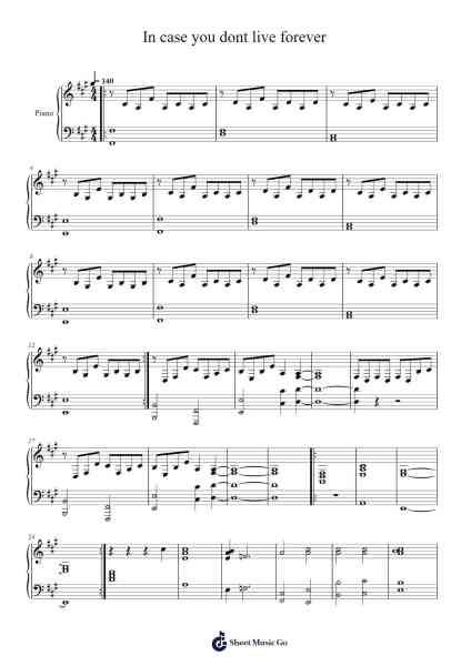 In case you dont live forever Sheet Music by Ben Platt-Arr.Danchloe