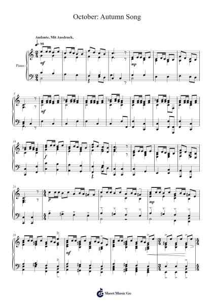 The Seasons, Op. 37a: X. October: Autumn Song Sheet Music by Aw Ke Shen-Arr.Vicvey Cotge