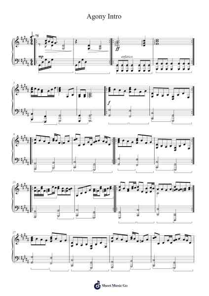 Agony Intro Sheet Music by Tim Wright-Arr.Shelmore Yetgrant