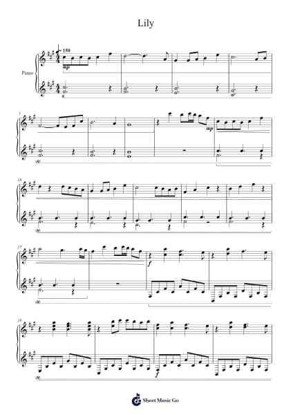 Lily Sheet Music by Alan Walker-Arr.Betle