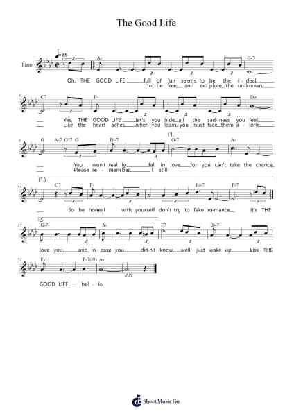 The Good Life Sheet Music by Frank Sinatra-Arr.Dwightlitt