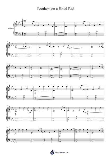 Brothers on a Hotel Bed Sheet Music by Death Cab for Cutie-Arr.Dolamb Strafay