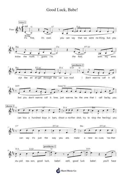 Good Luck, Babe! Sheet Music by Chappell Roan-Arr.Zangline