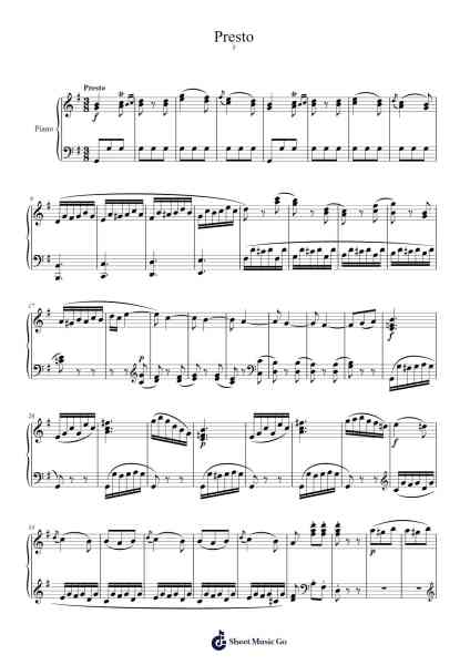 Piano Sonata No. 5 in G Major, K. 283: III. Presto Sheet Music by Wolfgang Amadeus Mozart-Arr.Babberg Neriam