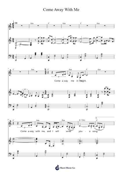 Come Away With Me Sheet Music by Norah Jones-Arr.Bairdxy