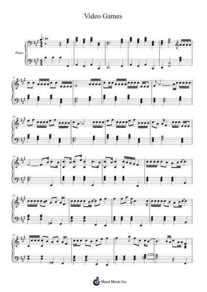 Video Games Sheet Music by Lana Del Rey-Arr.Jorrell