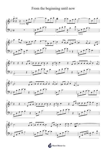 From the beginning until now Sheet Music by Min Kwan Hong/Park Jeong Won-Arr.Robva