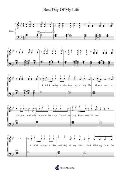 Best Day Of My Life Sheet Music by Tom Odell-Arr.Terwyatt Hangan