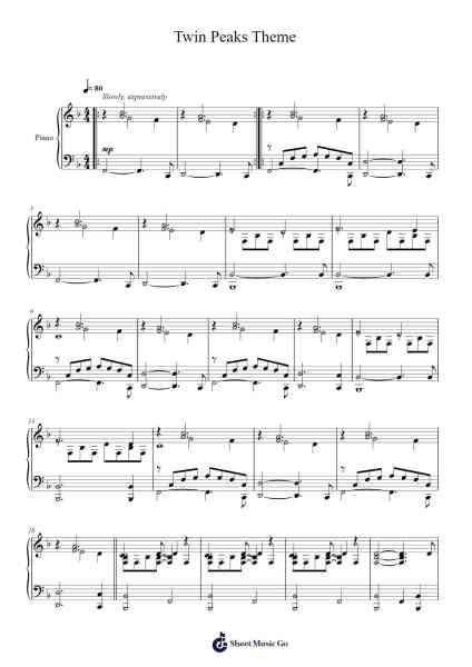 Twin Peaks Theme Sheet Music by Angelo Badalamenti-Arr.Gailgale