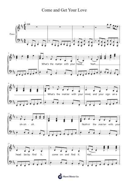 Come and Get Your Love Sheet Music by Redbone-Arr.Woltier