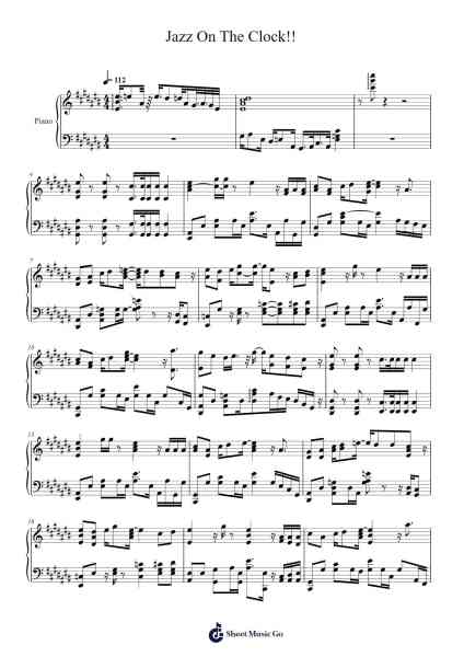 Jazz On The Clock!! Sheet Music by Chiba Nyan/Kenkaiyoshi-Arr.Coto