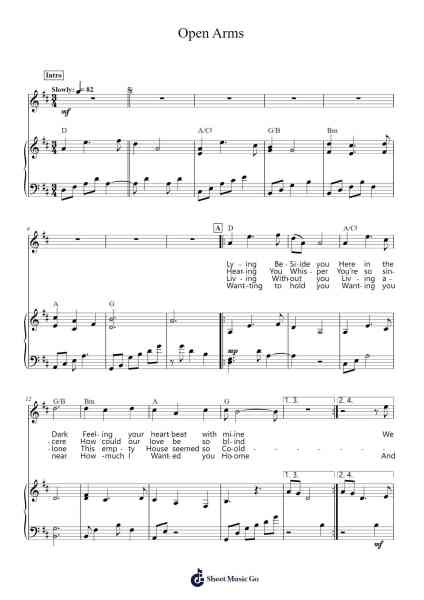 Open Arms Sheet Music by Journey-Arr.Reywood