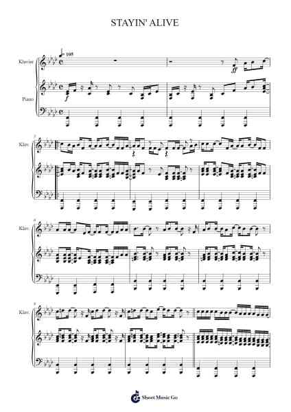 STAYIN' ALIVE Sheet Music by Bee Gees-Arr.Egger Daveky
