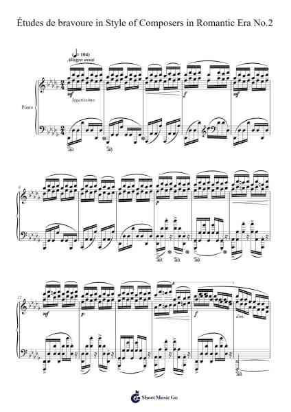 Études de bravoure in Style of Composers in Romantic Era No.2 "Amedee Mereaux" (WoO 36) Sheet Music by Seon-Yong Hwang-Arr.Tateearl Grantbroad