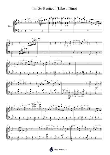 I'm So Excited! (Like a Dino) Sheet Music by Craier-Arr.Consdia Debruth