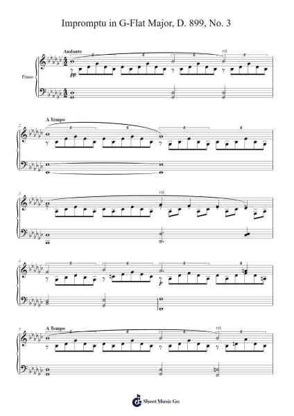 Impromptu in G-Flat Major, D. 899, No. 3 Sheet Music by Franz Schubert-Arr.Calbrown Yertate